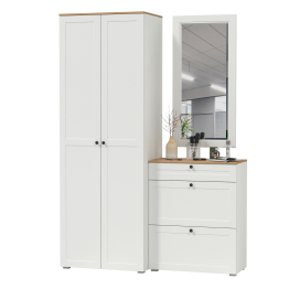 Шкаф двудверный для прихожей и обувница с зеркалом Остин