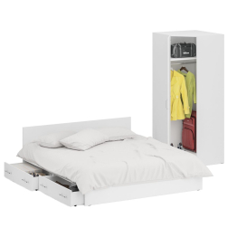 Двуспальная Кровать с ящиками 1800 с угловым шкафом Стандарт