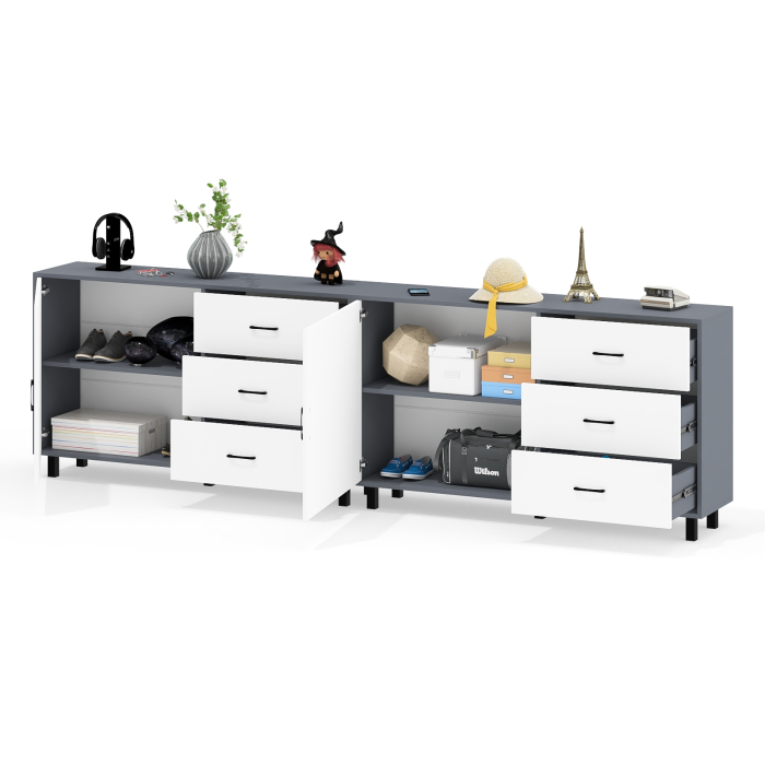 Комоды, Тумба-комод с двумя дверками и шестью ящиками 122-1504