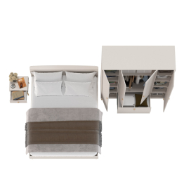 Прикроватная тумбочка Афина с кроватью двуспальной 1600 и шкаф-комод 4-х дверный