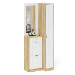 Пенал для прихожей П-6-500 и высокая обувница с зеркалом фрезеровка прованс