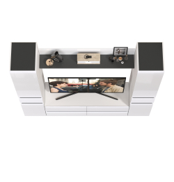 Тумба-ТВ с открытой навесной полочкой и два пенала Сидней с ящиками