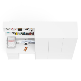 Широкий шкаф-комод Мори МШ1200.1 с письменным столом МС-1 левый и полкой на 900