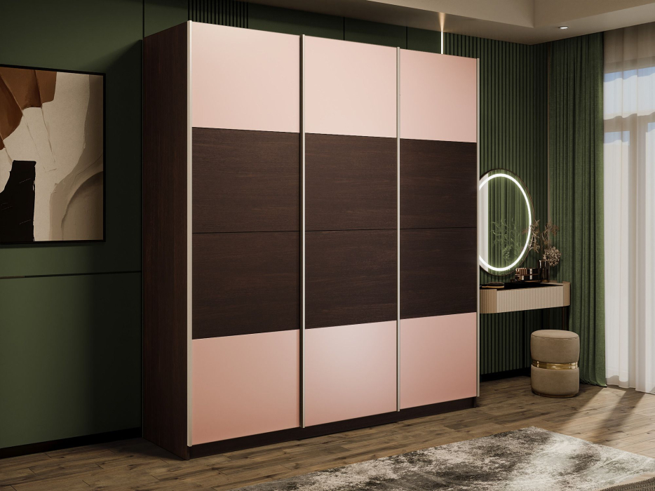 Шкафы-купе 3-х дверные, Шкаф-купе Эста 3-х дверный ДСП/Стекла пудра/Доводчик 300х66х240