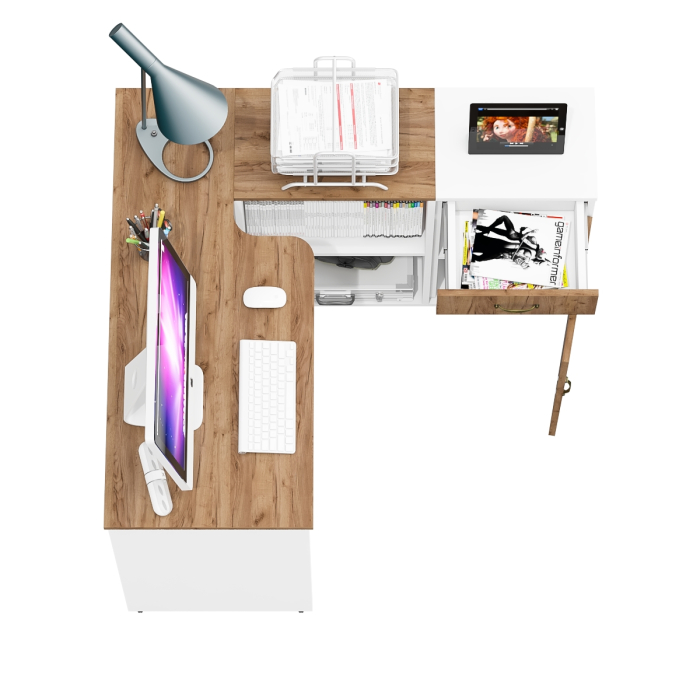 Домашние кабинеты, Письменный стол Лидер-8 с тумбой с ящиком и дверкой.