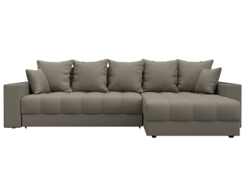 Диван угловой с декором и полкой Лига-050 НПБ, экокожа GRIFON