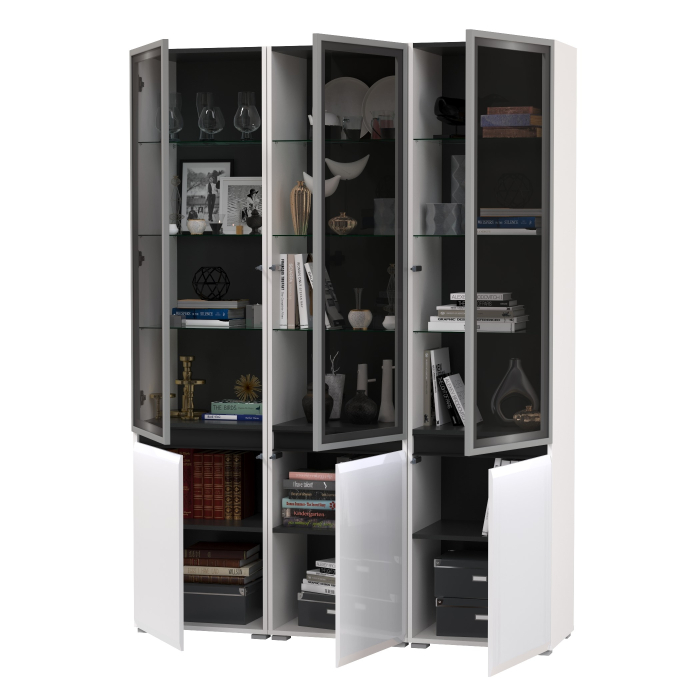 Шкафы распашные, Горка в гостиную с с тремя стеклянными дверками Сидней 13.201