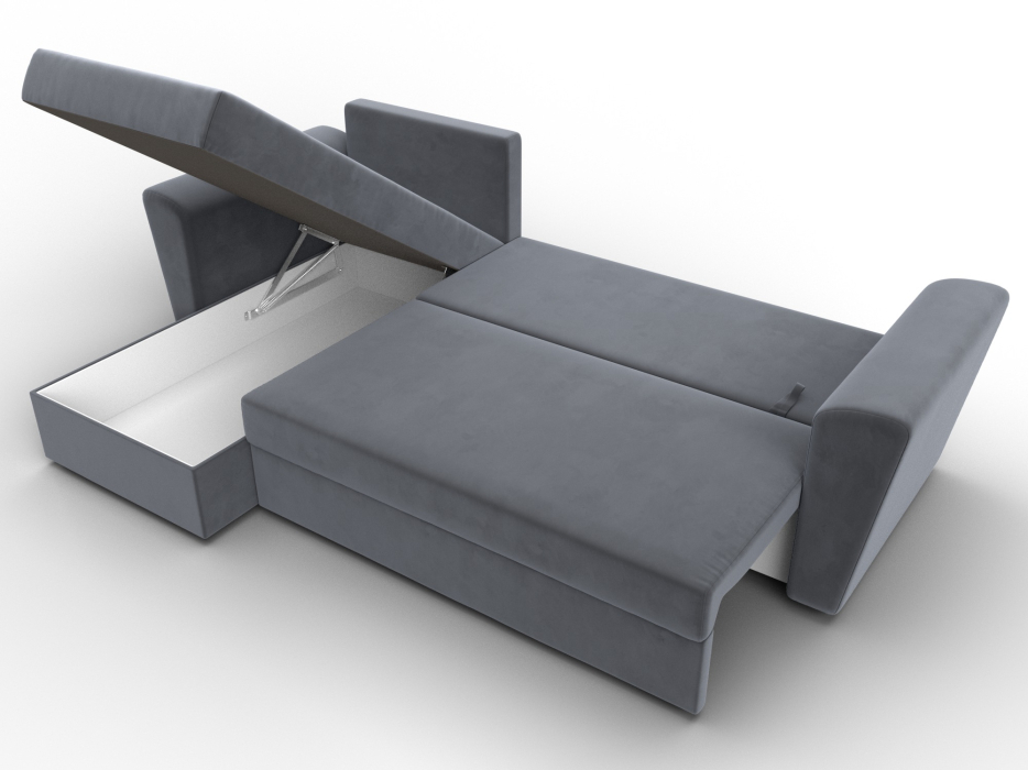 Диваны угловые в гостиную, Угловой диван Амстердам Лайт левый угол, велюр