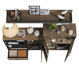 Комод с витриной с подсветкой и комод с дверкой и ящиком Трувор