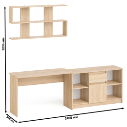 Тумба большая с дверками и нишами с письменным столом Мори и верхней полкой на 1200