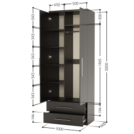 Шкаф комбинированный с ящиками Комфорт МКЯ-22 110х60 с зеркалами