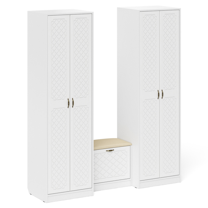 Прихожие, Два шкафа с дверками и обувница с сиденьем П-6 № 07 МДФ фрезеровка ромб