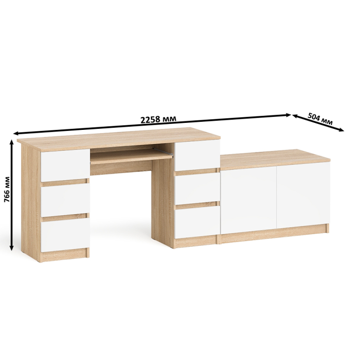 Прямые компьютерные столы, Двухтумбовый компьютерный стол Мори МС-2 с широкой тумбой на 900