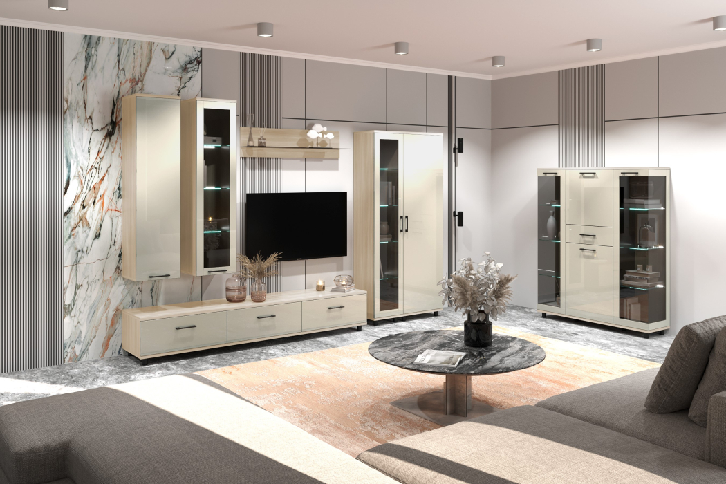 Стенки для гостиной, Модульная гостиная Грейс композиция 4  Ясень Асахи