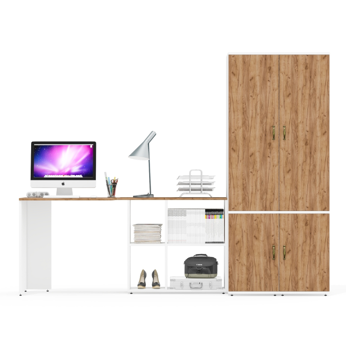 Домашние кабинеты, Два узких бельевых шкафа Лидер-8 и столик-трансформер