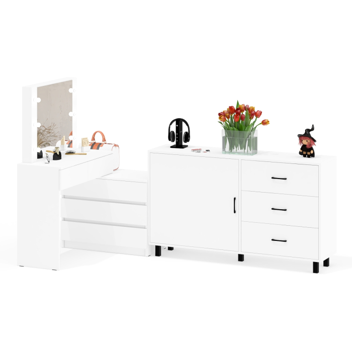 Туалетные столики, Стол-трансформер косметический с подсветкой 110 и комод-тумба три ящика 122-1504