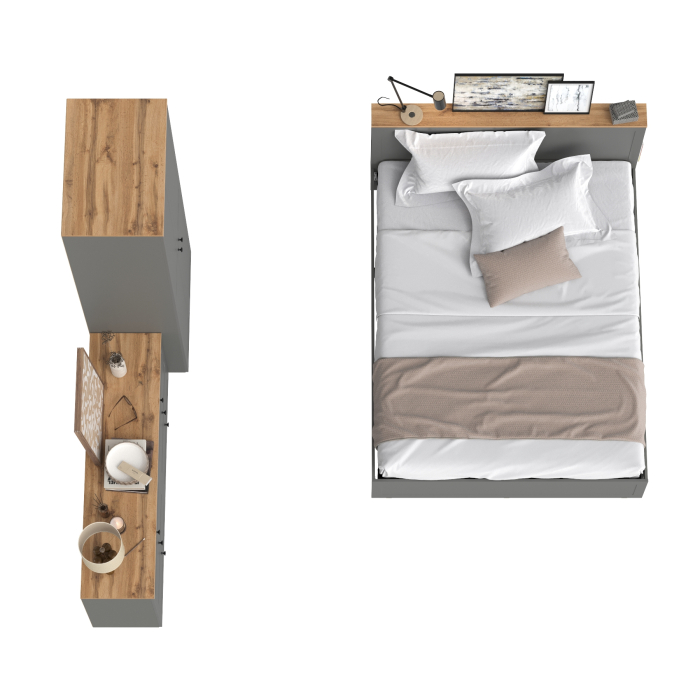 Спальные гарнитуры, Кровать со спальным местом 1600х2000 с ортопедическим основанием и платяной шкаф с комодом Остин 16.240