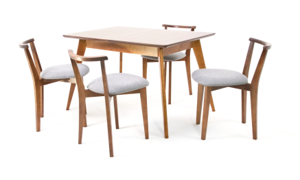 Стол Сканди 120 орех со стульями Франк Орех рогожка серый