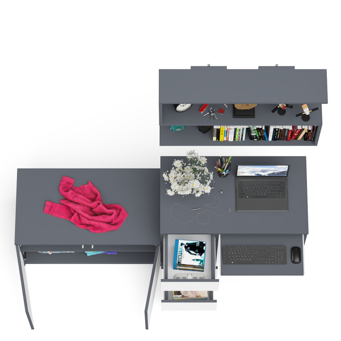 Прямые компьютерные столы, Тумба с дверками МА900 с компьютерным столом МС-6 левым и полкой 900