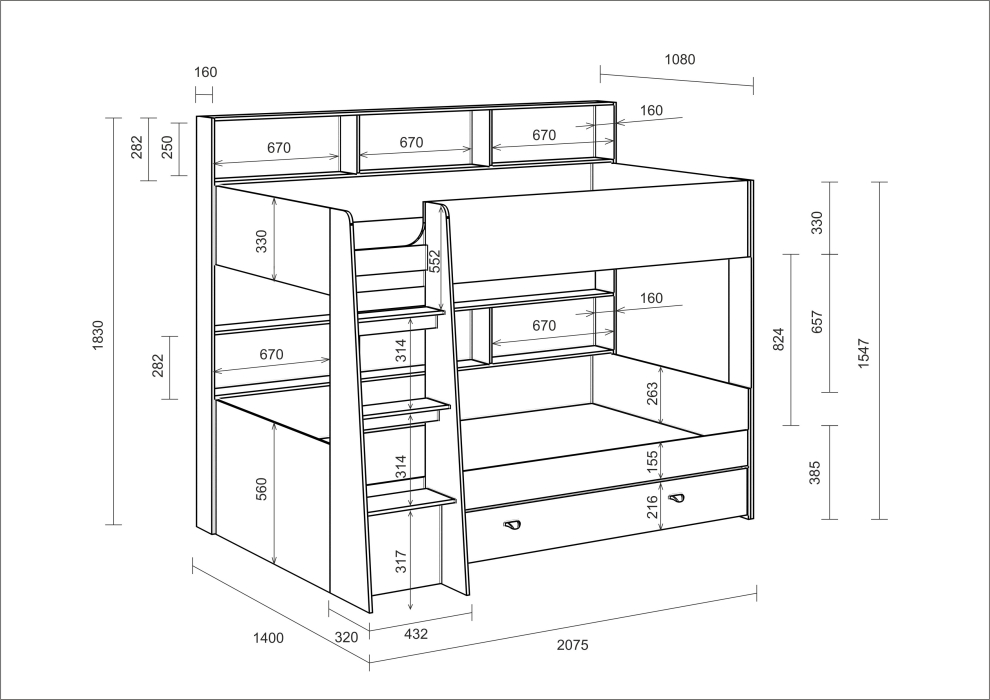 Кровати двухъярусные, Набор мебели Golden Kids 1 кб