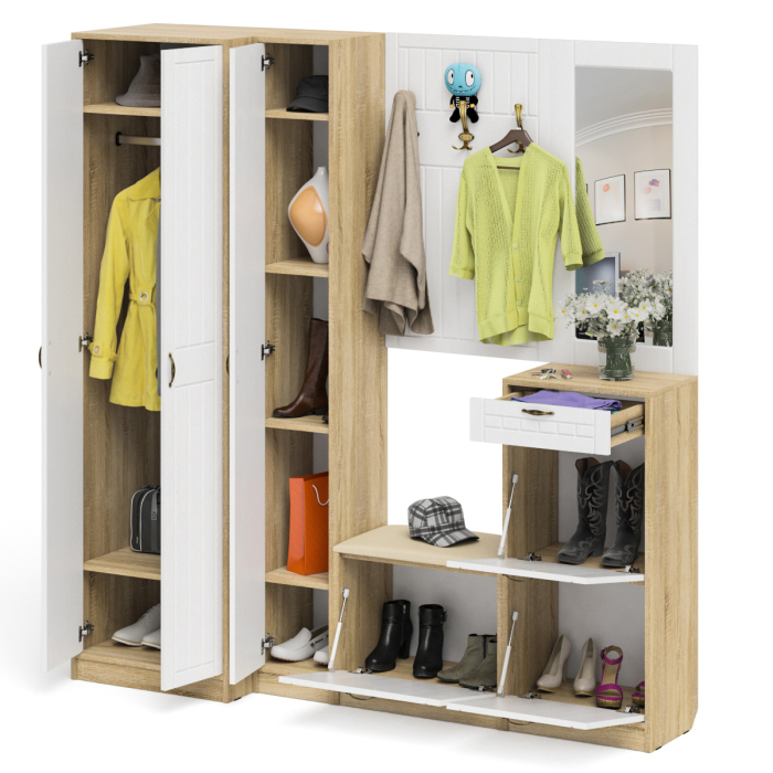 Прихожие, Полный набор мебели для прихожей П-6 компоновка № 31 МДФ фрезеровка прованс