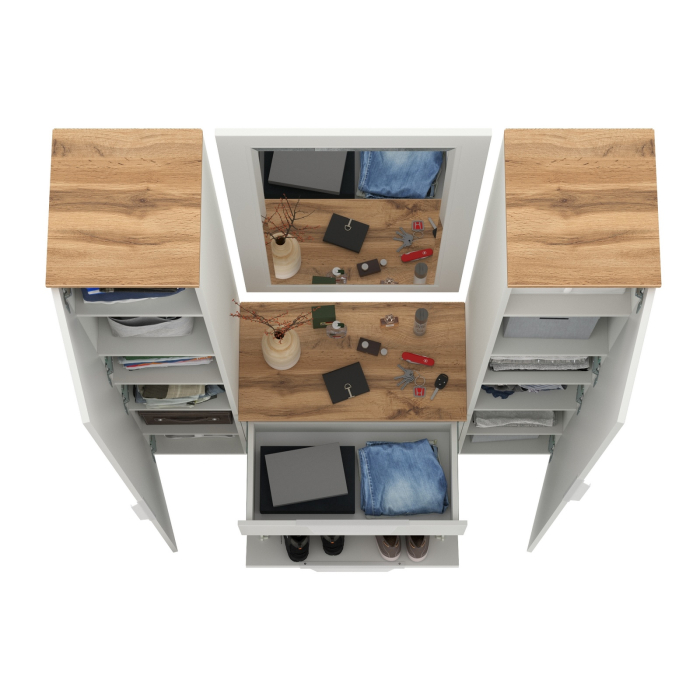 Прихожие, Два шкаф-пенала и обувница с ящиком с зеркалом Октава