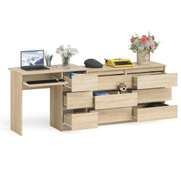 Комод Мори МК-1200 6 ящиков и компьютерный стол МС-6 три ящика справа