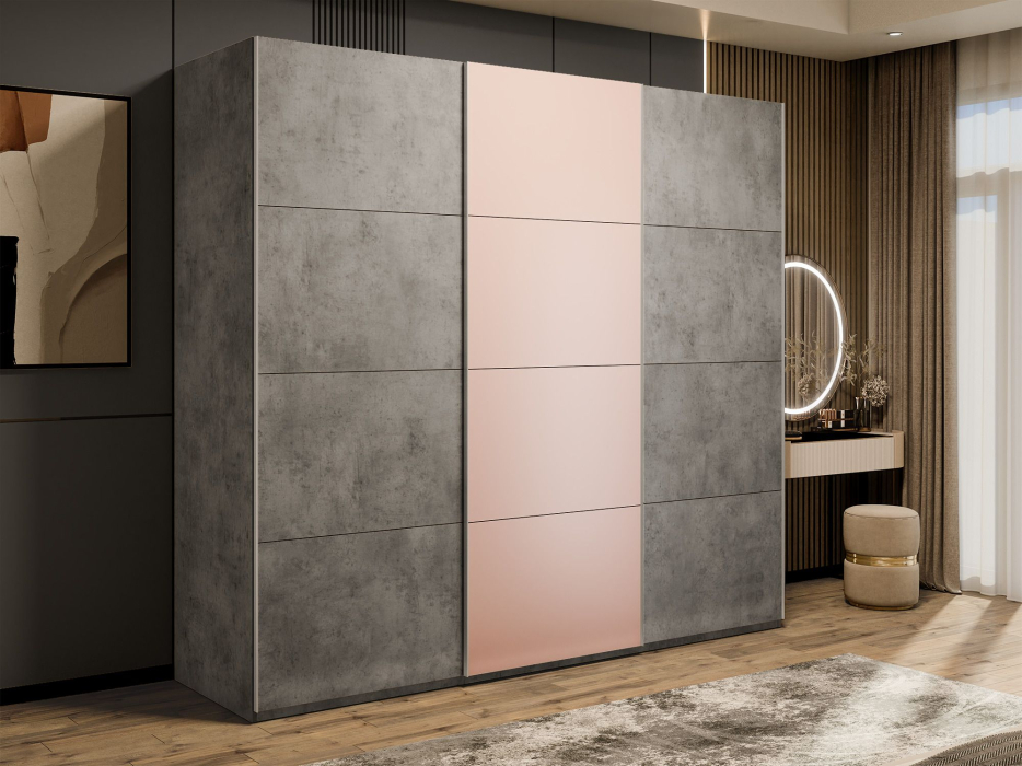 Шкафы-купе 3-х дверные, Шкаф-купе Эста 3-х дверный ДСП/Стекла пудра/Доводчик 270х66х240