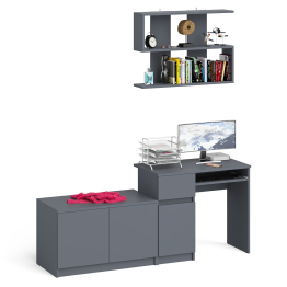 Компьютерный стол Мори МС-1 левый с тумбой две дверки и полкой