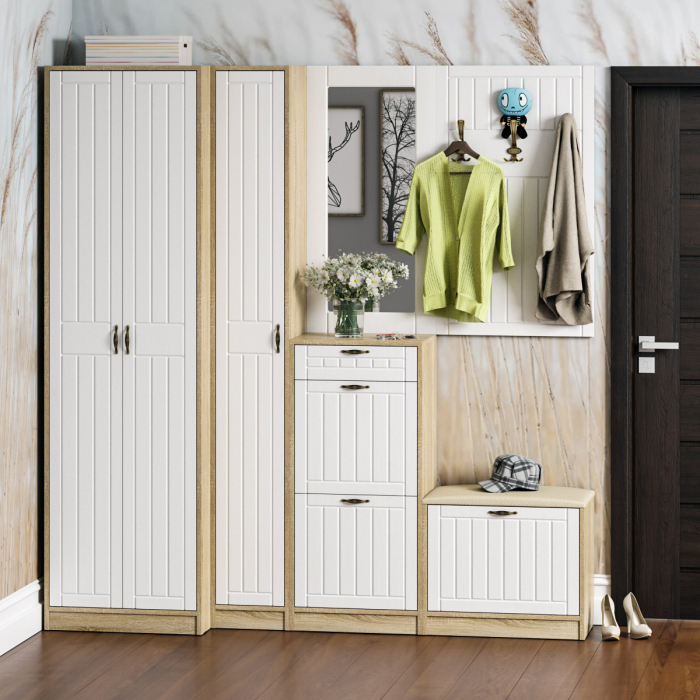 Прихожие, Полный набор мебели для прихожей П-6 компоновка № 31 МДФ фрезеровка прованс