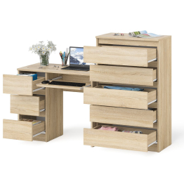 Комод высокий Мори МК700 5-ть ящиков и стол компьютерный Мори МС-6 левый