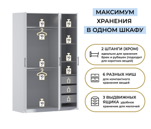 Шкаф трехдверный Макс 1500 мм, вариант №2 (ЛДСП)