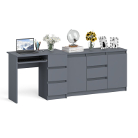 Домашние кабинеты, Тумба-комод МК1200 3 ящика и дверки и Мори компьютерный стол МС-6 три ящика справа