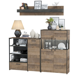 Комод с витриной с подсветкой и комод с дверкой и ящиком Трувор