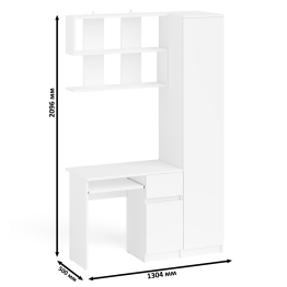 Пенал Мори однодверный на 400.1 с компьютерным столом Мори МС-1 правый и полкой 900