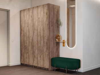 Распашной шкаф Локер 800+800 (Гармошка с системой Push to Move/Левый) с полками и ящиками справа