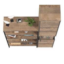 Шкаф-пенал с витриной с подсветкой и открытый стеллаж Трувор