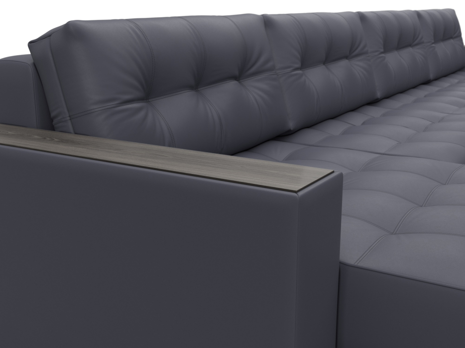 Дизайнерские диваны для гостиной, Диван П-образный с декором Лига-049 НПБ Лонг, экокожа GRIFON