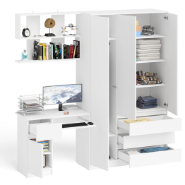 Широкий шкаф-комод Мори МШ1200.1 с письменным столом МС-1 левый и полкой на 900