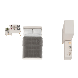 Кровать 1200 Афина с комодом и туалетным столиком и шкафом для одежды