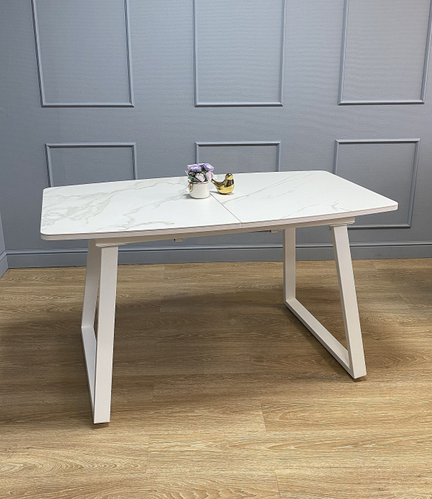 Обеденные столы, Стол Kenner AZ1400 раздвижной, керамика , опоры белые