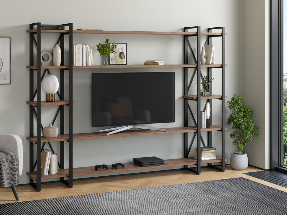 Стеллажи, Стеллаж Айсберг Лофт 240х182-4 v4 черный