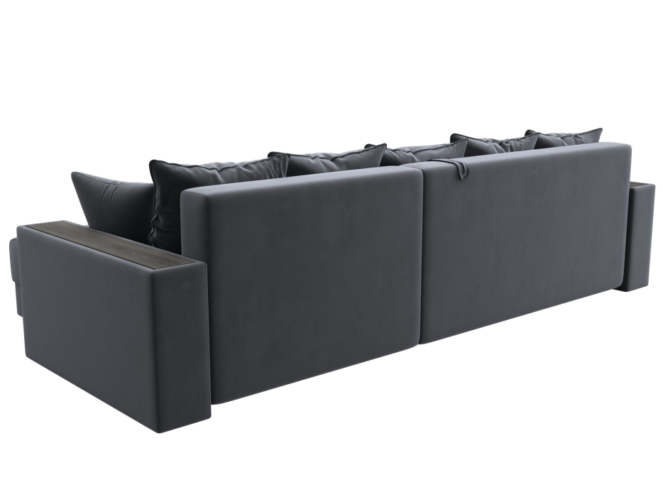 Диваны угловые в гостиную, Диван угловой с декором и полкой Лига-050 НПБ, велюр SEVEN