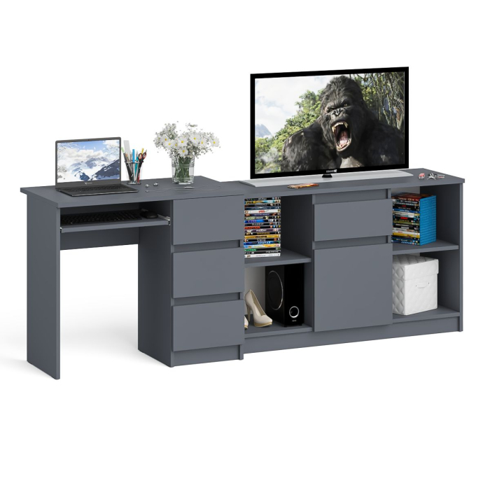 Домашние кабинеты, Компьютерный стол три ящика МС-6 правый с тумбой Мори 1204-1