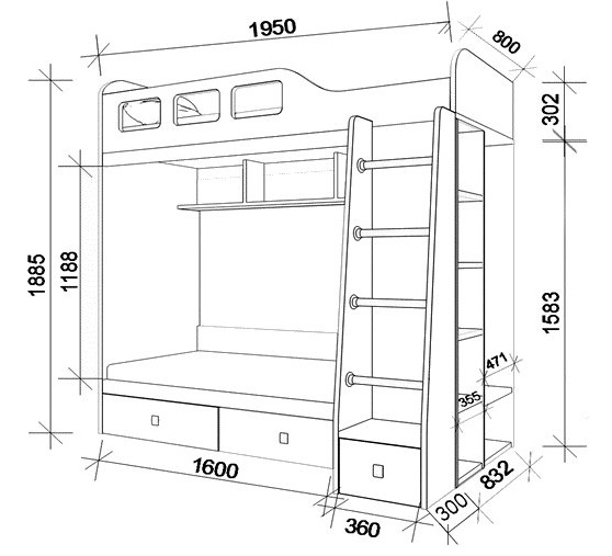 Для подростков, Кровать двухъярусная Астра 3