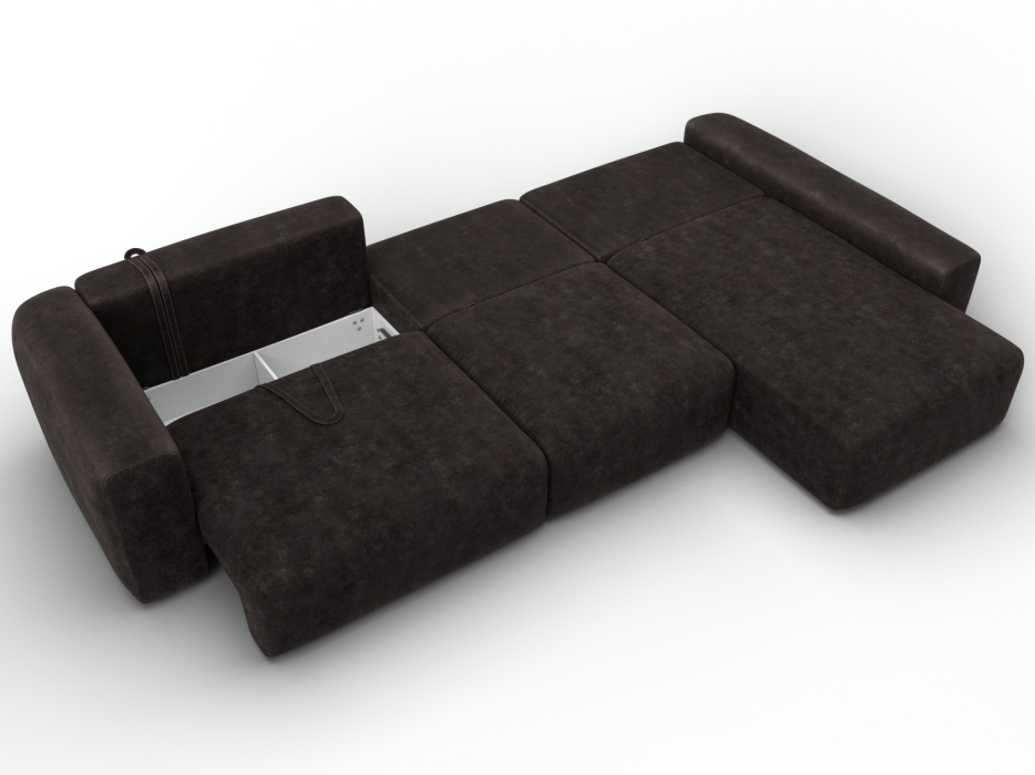 Диваны угловые в гостиную, Диван угловой Лига-066 НПБ Лонг угол правый, велюр BRUT