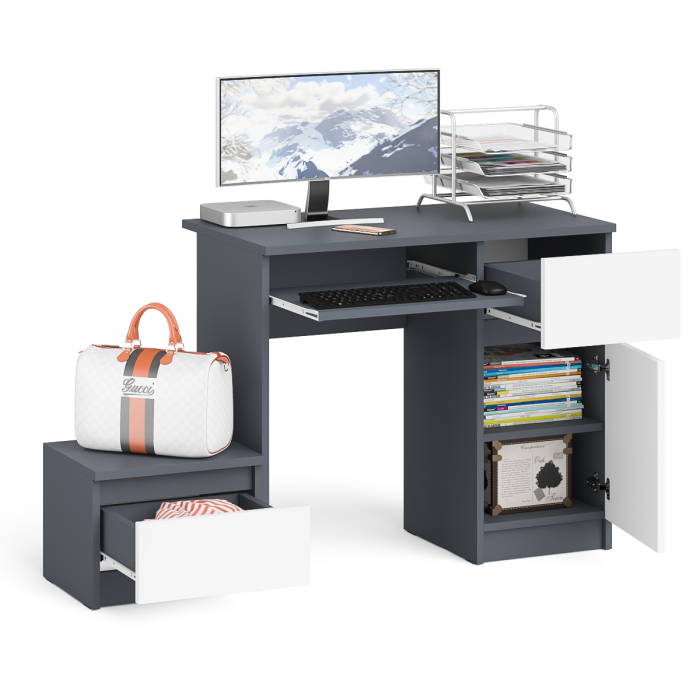 Прямые компьютерные столы, Компьютерный стол МС-1 правый с тумбой Мори