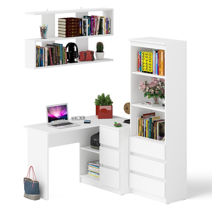 Домашние кабинеты, Рабочее место с угловым столом Мори МС-16 правым со стеллажом и полкой