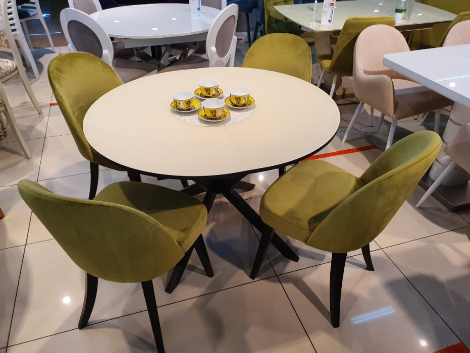 Обеденные столы, Стол круглый с матовой столешницей Kenner В1100, опора черная