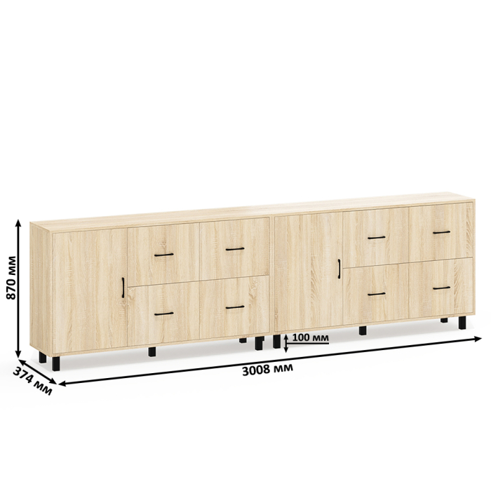 ТВ-тумбы, Два комода-тумбы с выдвижными ящиками и дверками РВК 125-1504